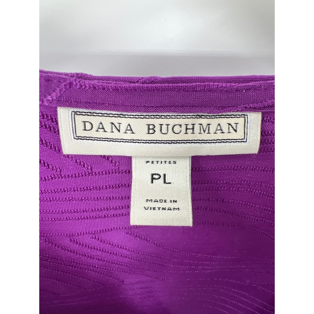 Dana Buchman Purple Textured Wave V-Neck Sleeveless‎ Top Petites PL - Picture 6 of 8